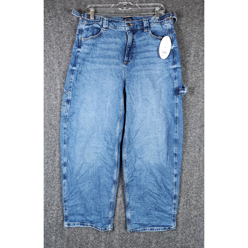 Scoop Jeans Womens 8 Baggy Carpenter Medium Wash Blue Utility Denim NEW